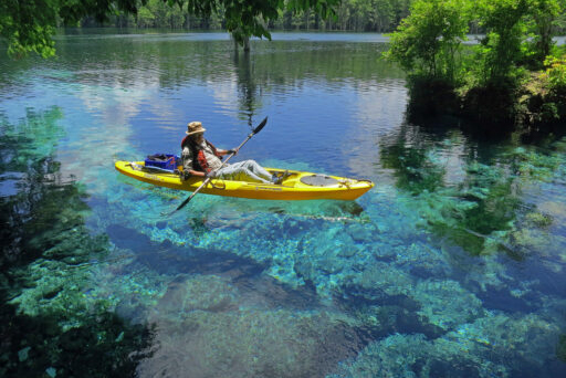 Image of someone kayaking on Merritt's Mill Pond.