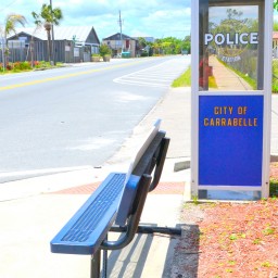 Image of the Worlds Smallest Police Station in Carrabelle, Florida.