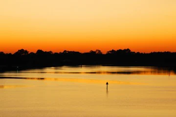 Image of the sun setting on the Apalachicola River.