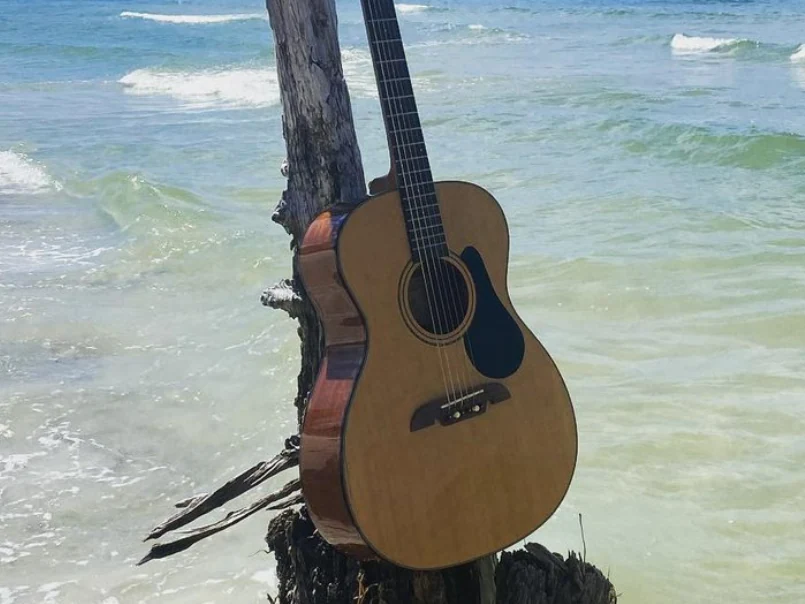 Guitar over water