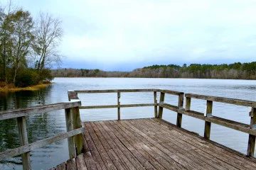 Image of the water and dock at Lake Victor.