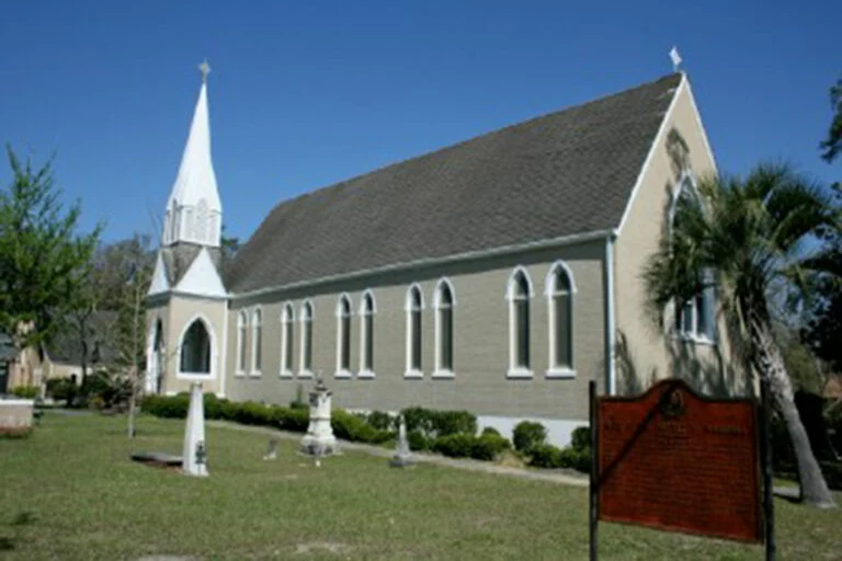 Image of St. Luke's Episcopal Church and cemetery.